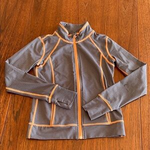 Zella Girls Striped Jacket with Bright Orange Details
